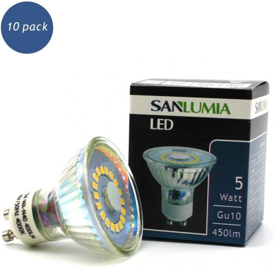 10 X Sanlumia 5W GU10 LED Super Bright Spotlight Bulb 450lm 120 Degree Beam Angle Non Dimmable 50W Halogen Equivalen Cool White 6400K - Image 2
