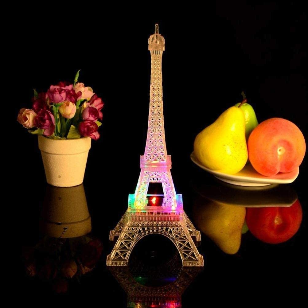 Colorful Eiffel Tower Night Light,7 Colors LED Lamp Paris Fashion Style Acrylic Decoration,5 inch, White - Image 3