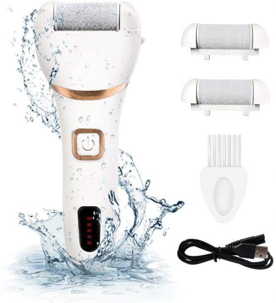 Electric Foot File, DIOZO Rechargeable Waterproof Hard Skin Remover with 3 Rollers and 2 speeds, Remove Cracked Heels and Dead Skin Within Minutes