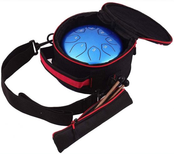 Musfunny Steel Tongue Drum 8 Notes 6 Inches Percussion Instrument C-Key Handpan Drum with Bag,Couple of Mallets Wiping Cloth for Musical Education Concert Yoga (Blue) - Image 3