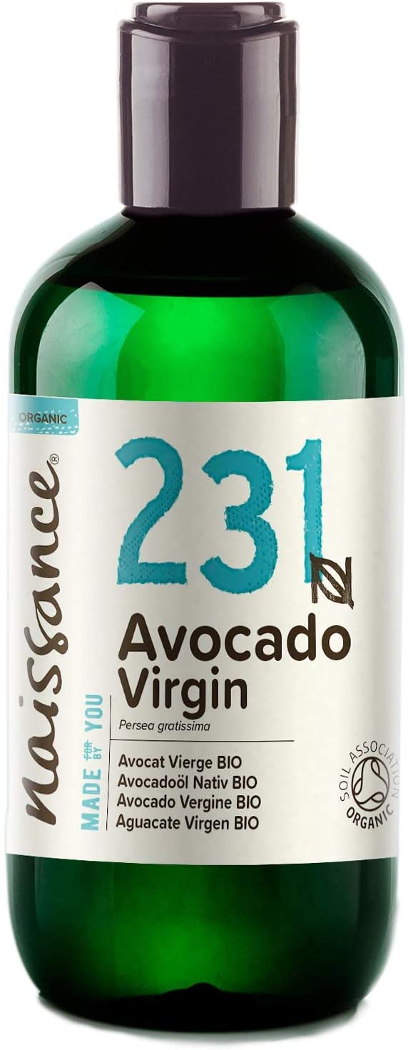 Naissance Organic Avocado Oil (no. 231) - 225ml - Natural Moisturiser - for Skin Face, Nails, Body, Hair Growth, Nails, Soap Making