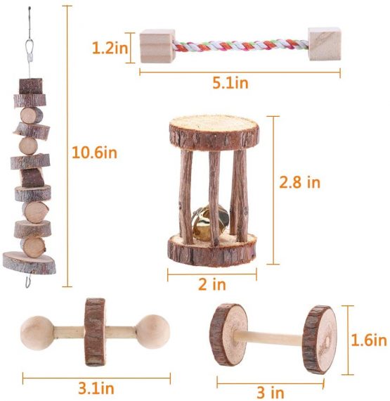 Bebester Hamster Chew Toys, 10 Pieces Small Pets Teeth Care Molar Toy Wooden Pet Toys Cage Accessories Toy for Hamster, Ferret, Parrot, Chinchilla, Guinea Pig, Rabbit Chew Play - Image 3
