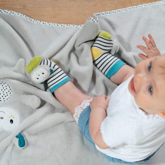 Fehn 091519 Rattle Socks Teddy / Activity Baby Socks with Cute Animal Heads for Gripping, Rattles, Kick & Sound Creating, Educational Toy for Babies from 0-12 Months - Image 2