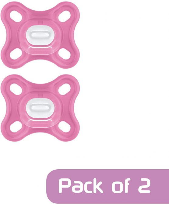 MAM Comfort All-Silicone Soothers 0 Months+ (Pack of 2), Soft and Light soother, Premature and Newborn Essentials, with Self Sterilising Travel Case, Pink - Image 3