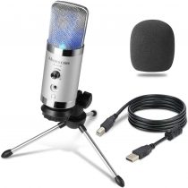 USB Microphone -Alvoxcon Computer Mic with Headphone Monitor Jack for Mac & Windows PC, Laptop, Podcasting, Studio Recording, Steaming, Twitch, Voiceover, PS4 Gaming, YouTube Video,with Desktop Stand
