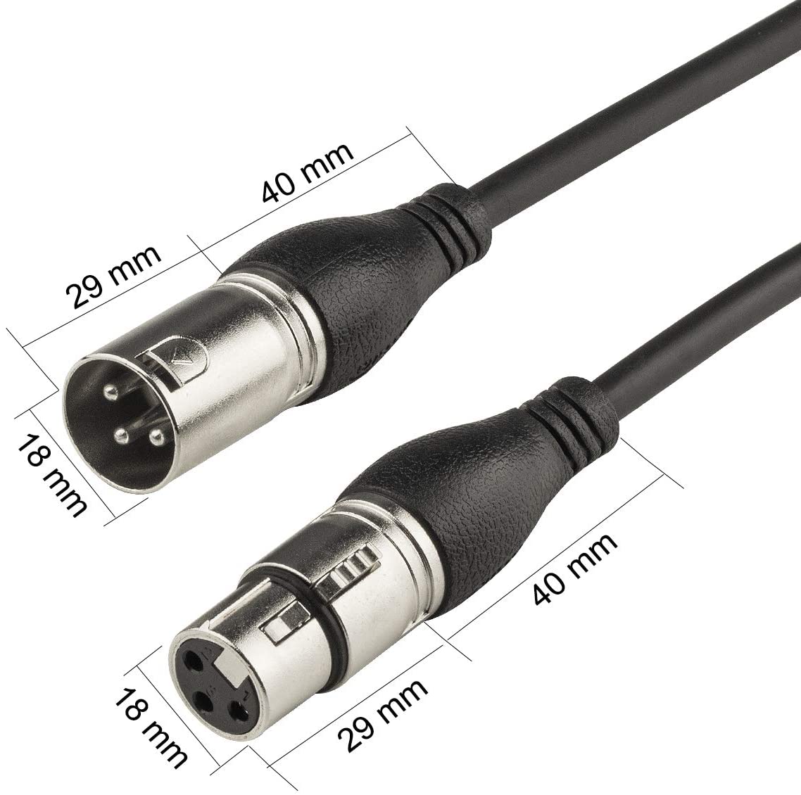 NUOSIYA 1m 2 Pack Balanced XLR Microphone Cable, 3 Pin XLR Male to Female Extender Cord for Studio Recorder Mic, Mixer - Image 3