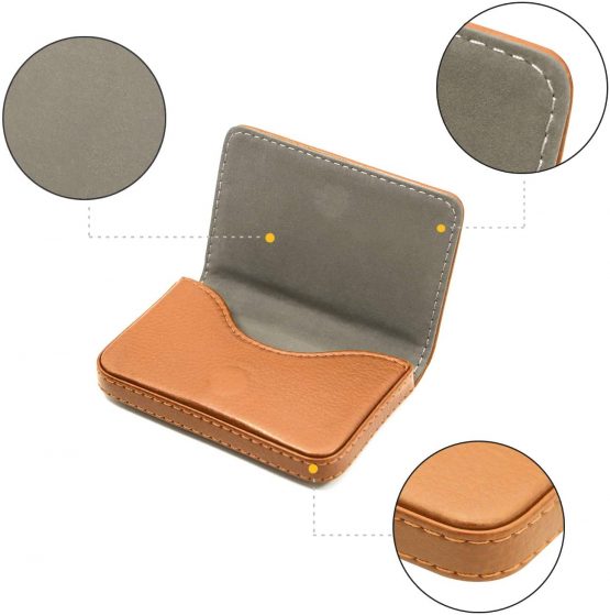 Padike Business Card Holders, Business Card Holder Wallet Credit Card ID Case/Holder - Keep Your Business Cards Clean (Apricot) - Image 4