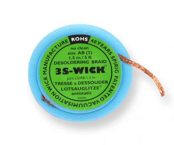 Spirig WICK2.2-1.5 3S-Wick Desoldering Braid, 2.2 mm Wide, 1.5 m Long, Antistatic