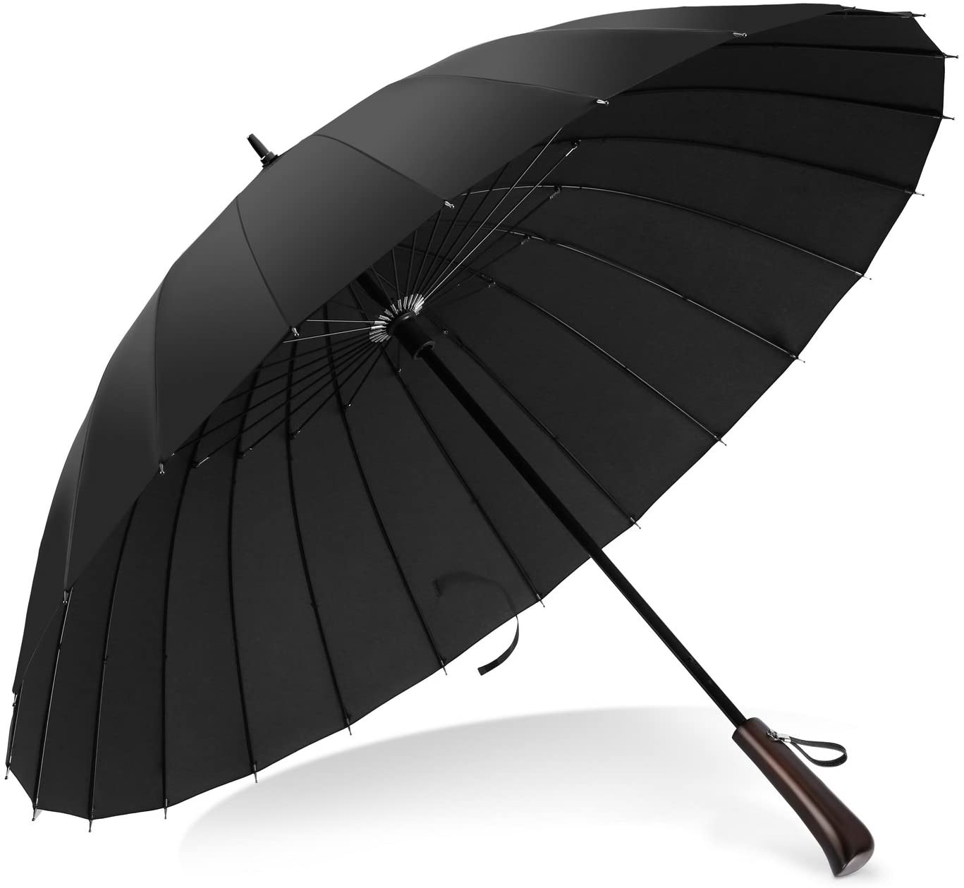 VONDAVO Stick Umbrellas with 24 Fiberglass Ribs Windproof, Waterproof Compact Black Umbrella
