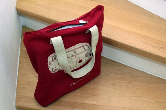 VW Camper VAN Canvas Shopper Bag Green - Image 2