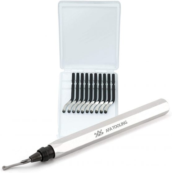 AFA Tooling Deburring Tool Kit with 11 High Speed Steel BS1010 Blades | Precision Edge Burr Removal on Copper, Iron, Brass, and PVC Plumbing Pipes, 3D Printing Plastics, Resin Art, and Metal Work