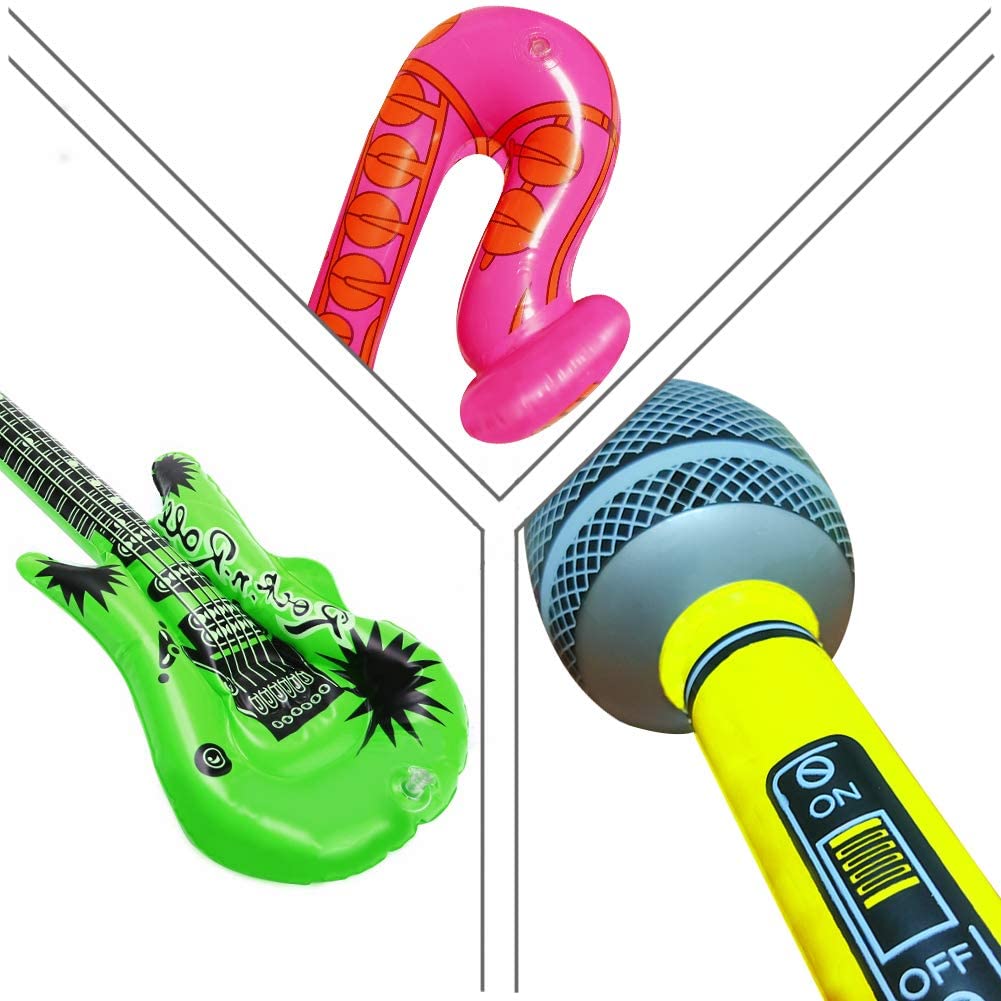 Mimieyes Inflatable Rock Star Toy Set Inflatables Saxophone Guitar Microphone Inflatable 3137