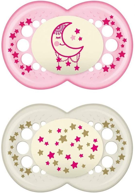 MAM Day & Night Silicone Dummy 16+, Set of 4, Including 2 Sterilised Transport Boxes - Image 3