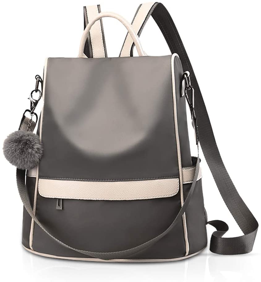 NICOLE&DORIS Women Fashion Backpack Handbag Ladies Shoulder Bag Nylon Rucksack Anti-Theft Daypack Girls Waterproof School Bag White A
