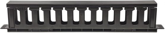 Intellinet 19 Inch Cable Management Panel, 19 Inch Rackmount Cable Manager, 1U, with Cover, Black - Image 3