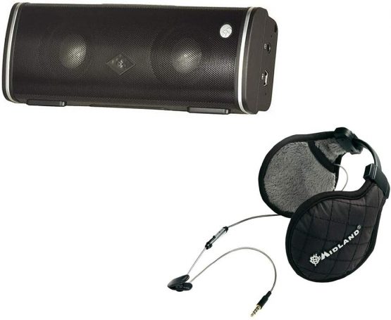 Albrecht PNI-27610SZ Kit MAX-treme Bluetooth Speaker and Gift Midland Stereo Headphones for Winter Black