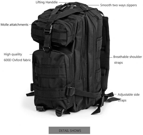 Military Tactical Backpack Rucksacks Hiking Bag Outdoor Trekking Camping Tactical Molle Pack Men Tactical Combat Travel Bag 25L - Image 4