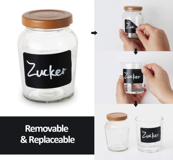 ilauke 150 Waterproof Chalkboard Labels Reusable Blackboard Stickers on a Roll for Jars, Canisters, Kilner Jars, Scrapbooking, 60 x 40 mm - Image 3