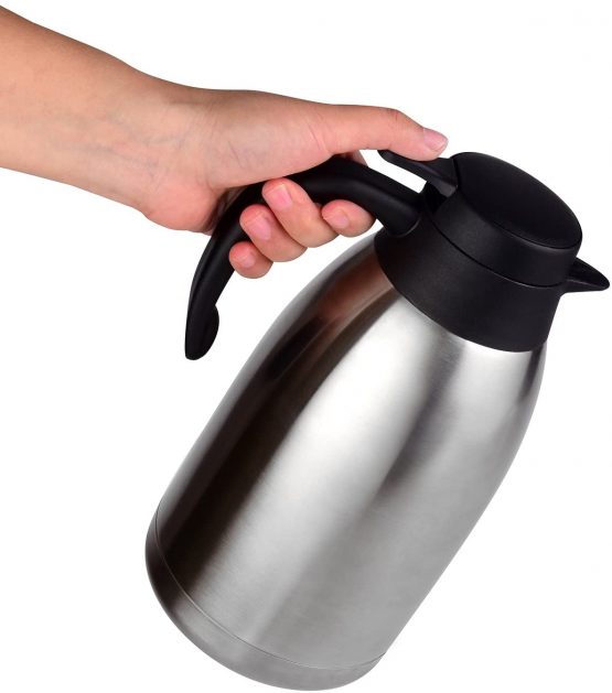 Cresimo 2 Litre Stainless Steel Coffee Jug / Double Walled Vacuum Tea Carafe / 12 Hour Heat Retention / 24 Hour Cold Retention / Thermal Insulated Airpot - Image 2