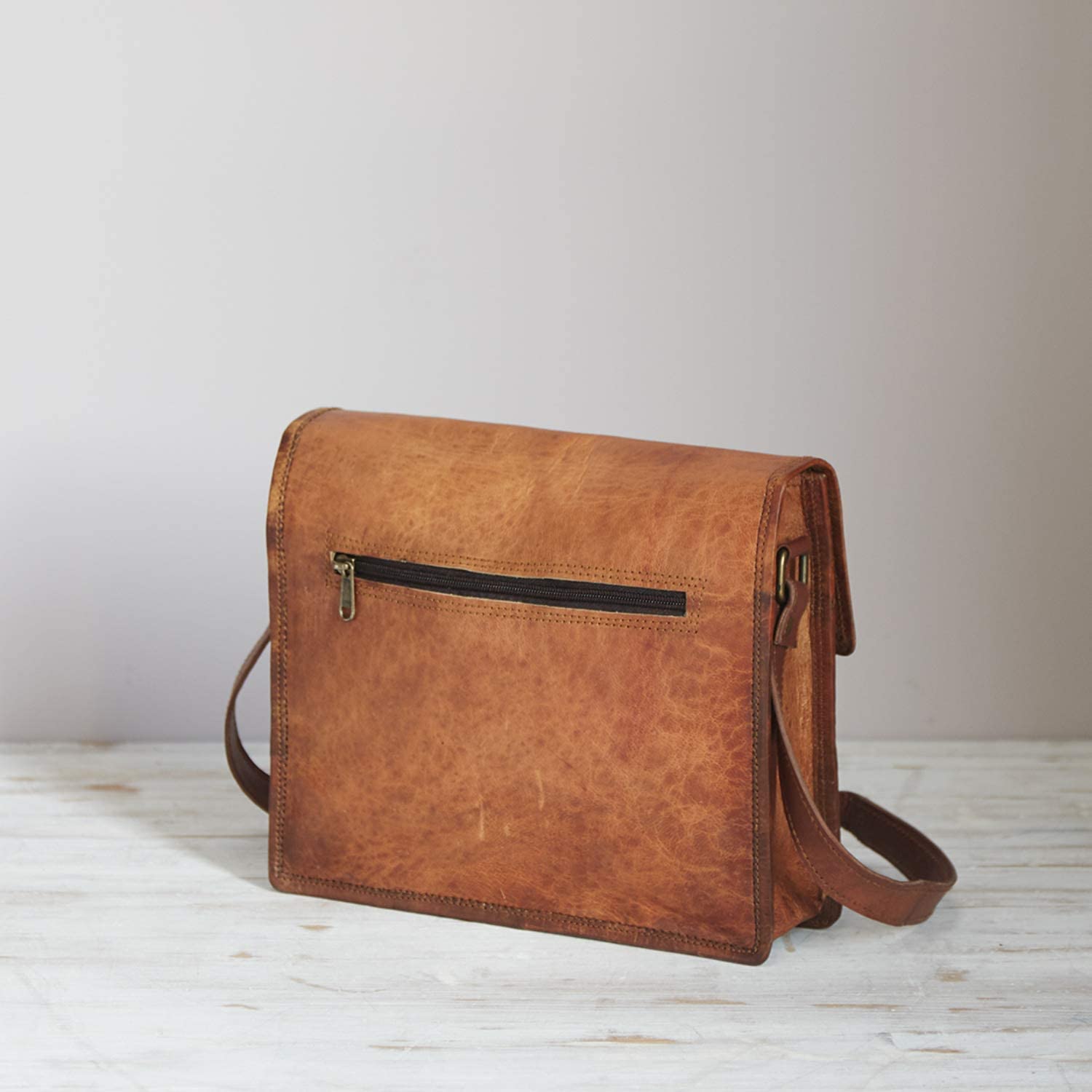 Paper High Medium Brown Leather Satchel - Image 4