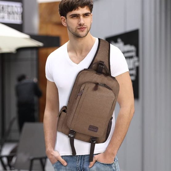S-ZONE Men s 13 Inch Laptop Single Chest Shoulder Diagonal Gym Backpack Sack Satchel Outdoor Crossbody Pack - Image 2
