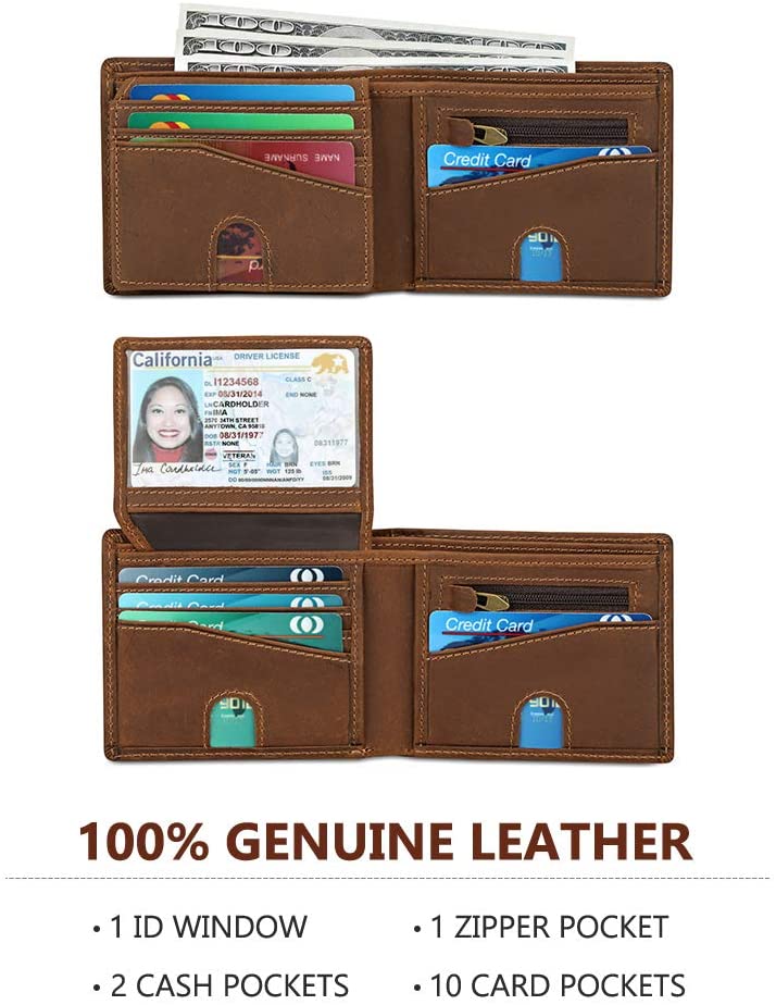 Kattee Genuine Soft Leather Men’s Bifold Wallet, Minimalist Business ...
