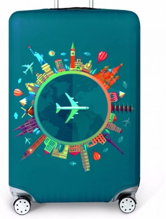 YianBestja Washable Travel Luggage Cover Elastic Suitcase Trolley Protector Cover for 18-32 Inch Luggage (Travel, S)