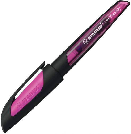 Ergonomic School Fountain Pen - STABILO EASYbuddy A Nib Black/Magenta - Image 2