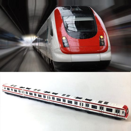 Train Model, 4pcs Car Set Alloy City Rail Subway Train Model ,1/64 Scale Alloy Subway/ Car Model, Red White - Image 3