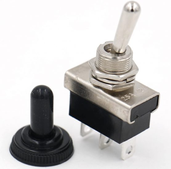 Heschen Metal Toggle switch Flick Flip 12V 25A SPDT ON/OFF/ON 3 positon 3 pin for Car Dash Light with waterproof cap - Image 4