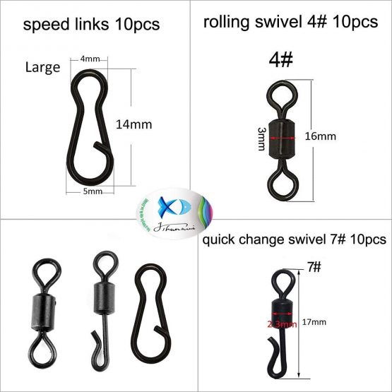 JSHANMEI 160pcs Carp Fishing Tackle Box Kit Including Quick Change Swivels Carp Hooks Beads Rig Tubes Leader-Clips Anti-tangle Sleeves Baits Carp Fishing Terminal Tackle - Image 3