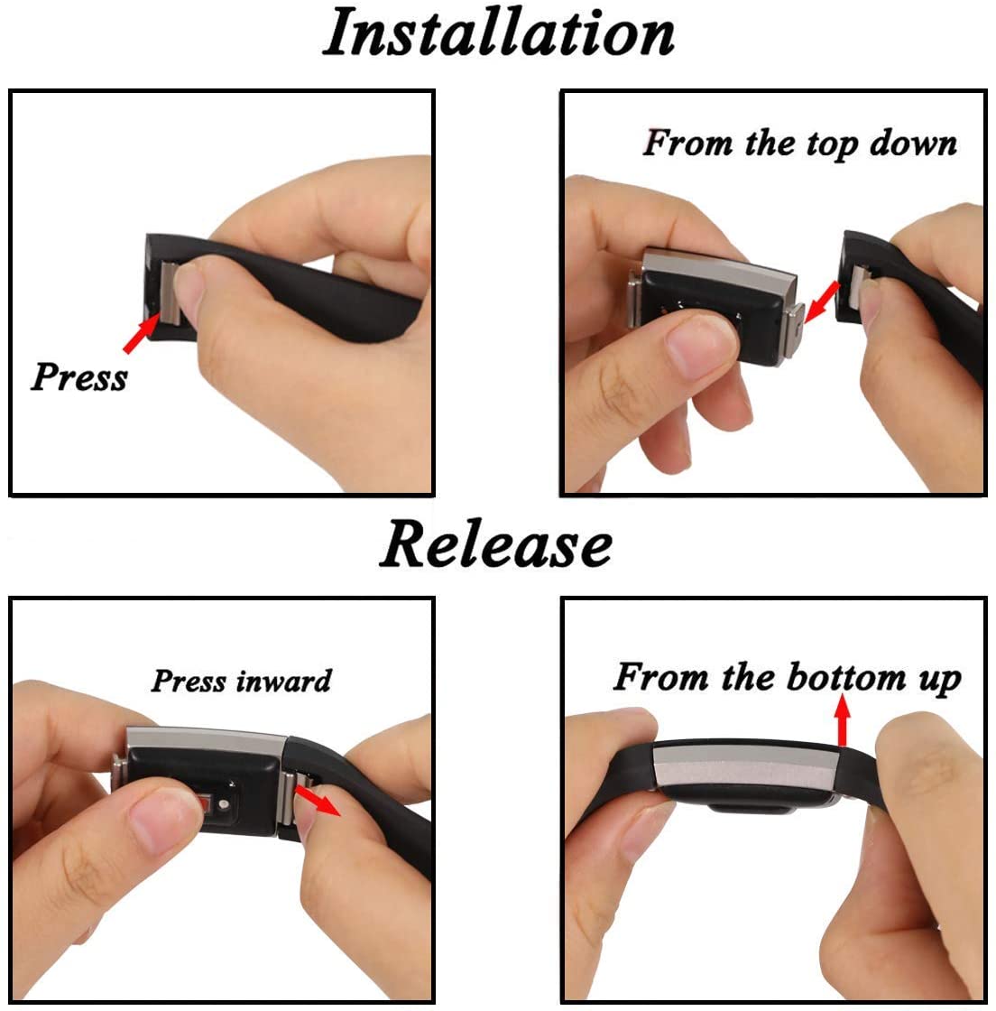 Fitbit Charge 2 Straps, Soft Accessory Strap, Secure Metal Clasp for