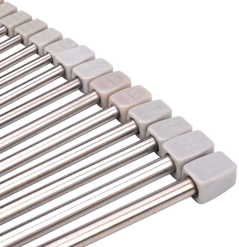 H&S 11 works Stainless Steel Single-Pointed Knitting Needles Set, 2.0mm 2.5mm 3.0mm 3.5mm 4.0mm 4.5mm 5.0mm 5.5mm 6.0mm 7.0mm 8.0mm - Image 2