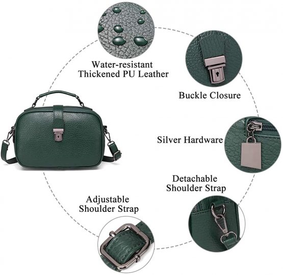 Crossbody Bag for Women, KASGO Vegan Handbag for Ladies Faux Leather Casual Crossbody Satchel Top Handle Bags Shoulder Bag with Detachable Adjustable Strap Green - Image 4