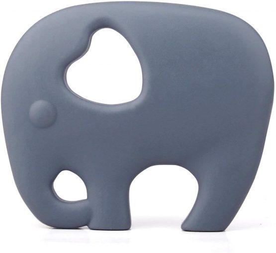 PREMYO Teething Toy for Baby Teether Silicone - Soothes Sore Gum Pain - Easy to Grab BPA Free Elephant Grey
