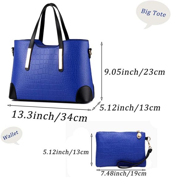 Chikencall® Women Clacssic Tote Bag Fashion Handbag And Purses Ladies Shoulder Bag Top Handle Satchel Wallet Set 2pcs - Image 2