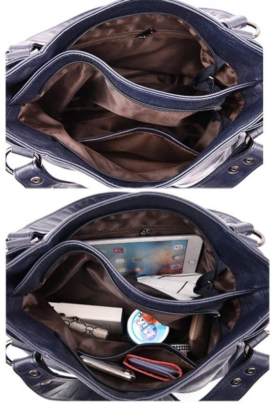 Ladies Leather Handbags Large Capacity Top Handle Messenger Crossbody Shoulder Bags for Womens Girls - Image 3