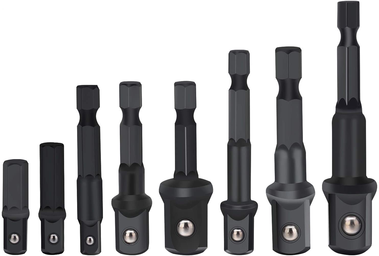 RQHZL 8 Pieces Drill Socket Adapter for Impact Driver with Hex Shank to Square Socket Drill Bits Bar Extension Set Easy to Use Electric Drill Adapter Parts Color : Black RQHZL 8 Pieces Drill Socket Adapter for Impact Driver with Hex Shank to Square Socket Drill Bits Bar Extension Set Easy to Use Electric Drill Adapter Parts Color : Black