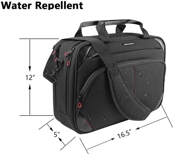 KROSER Laptop Bag 15.6 Inch Laptop Briefcase Laptop Messenger Bag Water Repellent Computer Case Laptop Shoulder Bag Durable Tablet Sleeve with RFID Pockets for Business/College/Women/Men-Black/Red - Image 4
