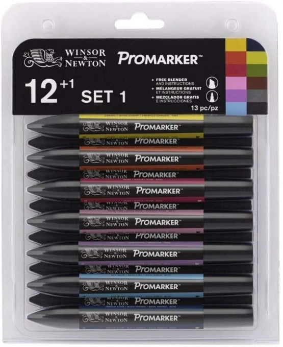 Letraset ProMarker Set No.1 - Pack of 1 (12 Colours and Free Blender)