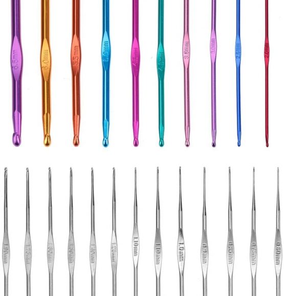 Anpro Crochet Hooks Set 100pcs Knitting Tool Accessories with Pink Case - Image 4