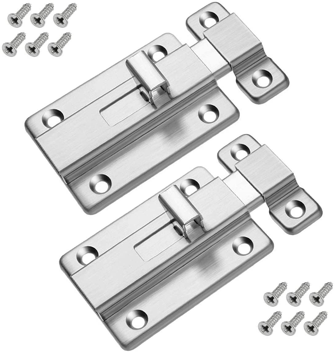 Door Bolts, 2 Pieces Stainless Steel Door Latch Gate Latch Sliding Door Lock - Image 2