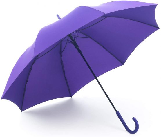 RUMBRELLA Purple UV Stick Umbrella Auto Open UPF 50+ with J Hook Handle 50IN