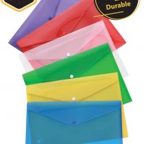 Eastlight A4/Foolscap Plastic Popper Wallet,Transparent Assorted Colours Pack of 24