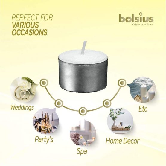 Bolsius 8 Hour Burning Tealights, Pack of 50, White, 7x18x32 cm - Image 4