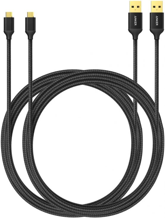 Anker [2Pack Micro USB Cable 6ft/ 1.8m Nylon Braided TangleFree Micro