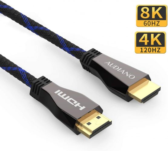 8K HDMI 2.1 Cable, 8K High Speed 48Gbps HDMI Cable, Lcueguk Nylon Braided HDMI Cord, 8K 60Hz 4K 120Hz, Dolby Vision HDR10, eARC, Compatible with UHD TV/Blu-ray/PS4/5 Xbox Projector-2Meter
