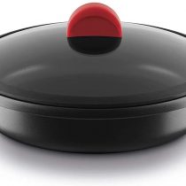 Fundix 28 cm Low Casserole with Lid 24 Cm Nero e rosso