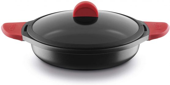 Fundix 28 cm Low Casserole with Lid 24 Cm Nero e rosso