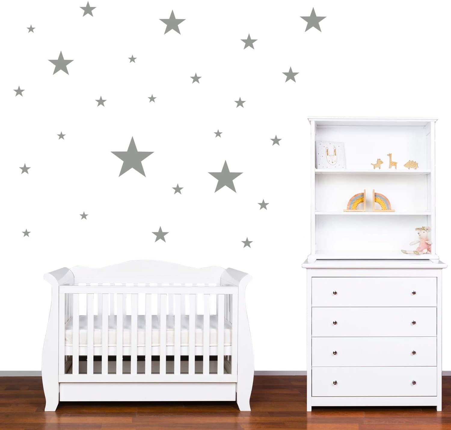 PREMYO Set of 32 Star Wall Stickers Kids - Nursery Decor Easy to Apply - Decals for Bedrooms for Girls Boys Grey - Image 4